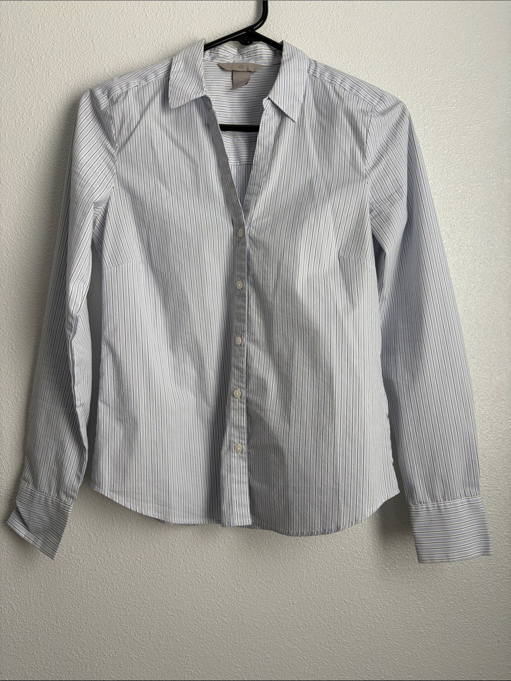 Classic Women’s Light Blue Pinstripe Button-Up Shirt